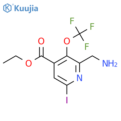 Ethyl 2-(aminomethyl)-6-iodo-3-(trifluoromethoxy)pyridine-4-carboxylate structure