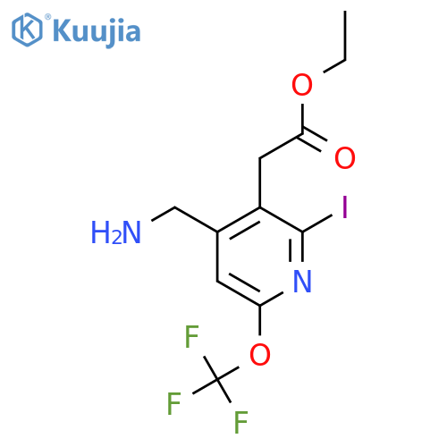 Ethyl 4-(aminomethyl)-2-iodo-6-(trifluoromethoxy)pyridine-3-acetate structure