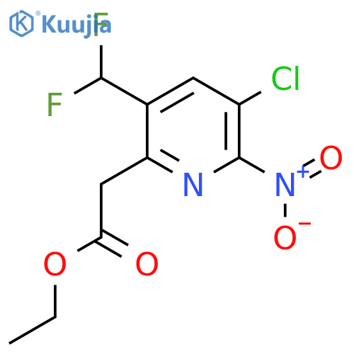 Ethyl 3-chloro-5-(difluoromethyl)-2-nitropyridine-6-acetate structure