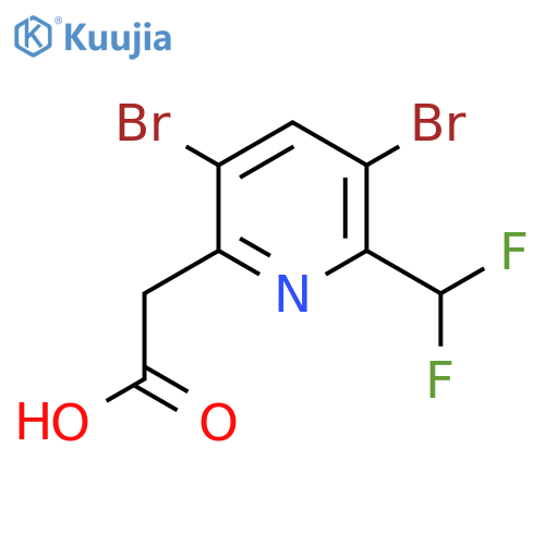 3,5-Dibromo-2-(difluoromethyl)pyridine-6-acetic acid structure