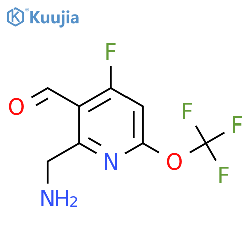 2-(Aminomethyl)-4-fluoro-6-(trifluoromethoxy)pyridine-3-carboxaldehyde structure