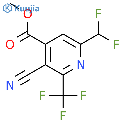 Methyl 3-cyano-6-(difluoromethyl)-2-(trifluoromethyl)pyridine-4-carboxylate structure