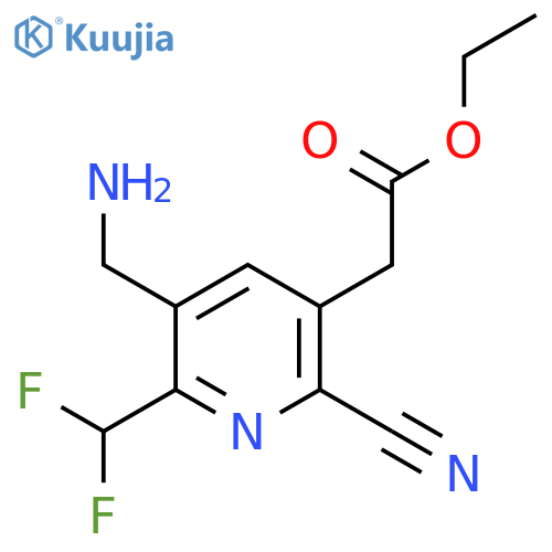 Ethyl 3-(aminomethyl)-6-cyano-2-(difluoromethyl)pyridine-5-acetate structure