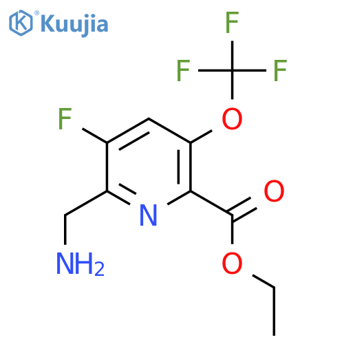 Ethyl 2-(aminomethyl)-3-fluoro-5-(trifluoromethoxy)pyridine-6-carboxylate structure