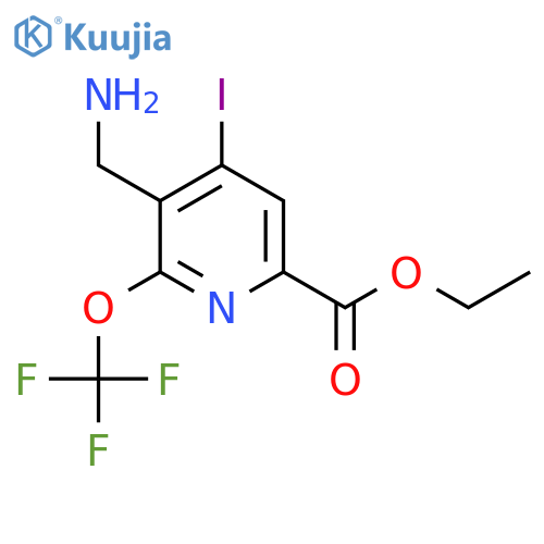 Ethyl 3-(aminomethyl)-4-iodo-2-(trifluoromethoxy)pyridine-6-carboxylate structure