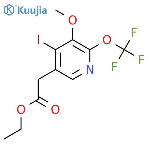 Ethyl 4-iodo-3-methoxy-2-(trifluoromethoxy)pyridine-5-acetate structure