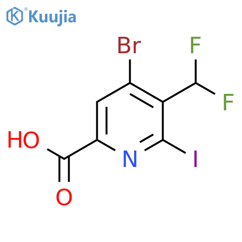 4-Bromo-3-(difluoromethyl)-2-iodopyridine-6-carboxylic acid structure