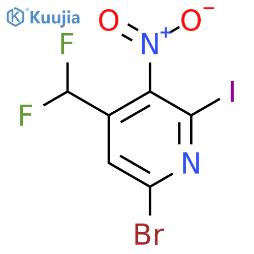 6-Bromo-4-(difluoromethyl)-2-iodo-3-nitropyridine structure