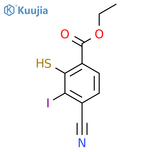 Ethyl 4-cyano-3-iodo-2-mercaptobenzoate structure