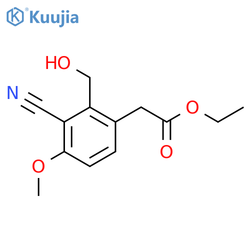 Ethyl 3-cyano-2-hydroxymethyl-4-methoxyphenylacetate structure