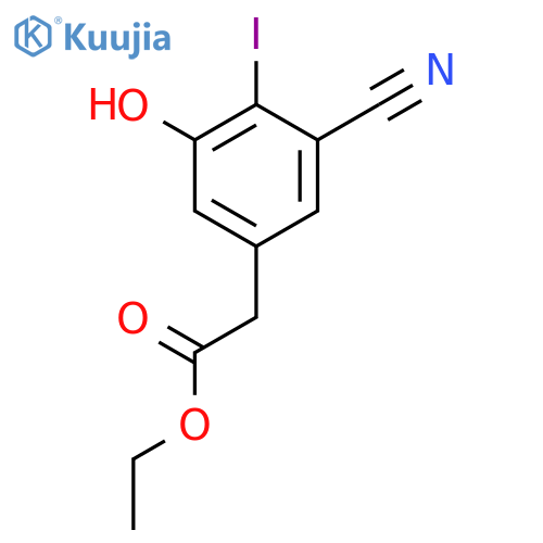 Ethyl 3-cyano-5-hydroxy-4-iodophenylacetate structure