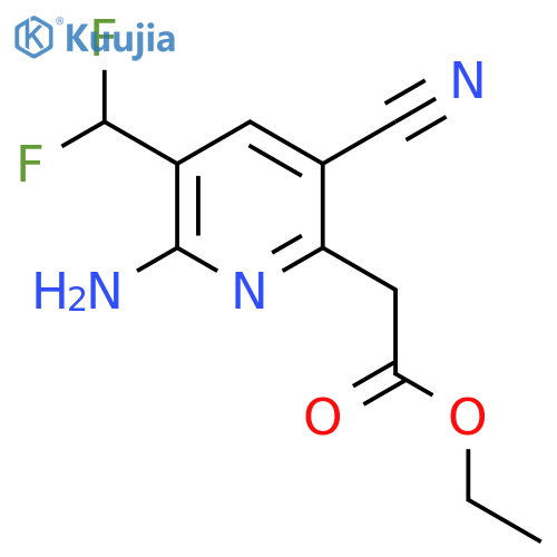Ethyl 2-amino-5-cyano-3-(difluoromethyl)pyridine-6-acetate structure