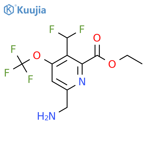 Ethyl 6-(aminomethyl)-3-(difluoromethyl)-4-(trifluoromethoxy)pyridine-2-carboxylate structure