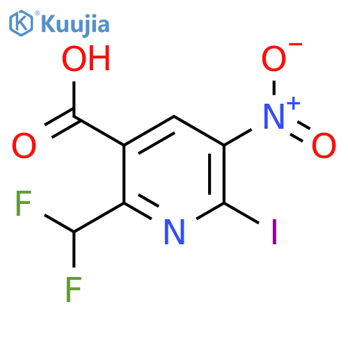 2-(Difluoromethyl)-6-iodo-5-nitropyridine-3-carboxylic acid structure