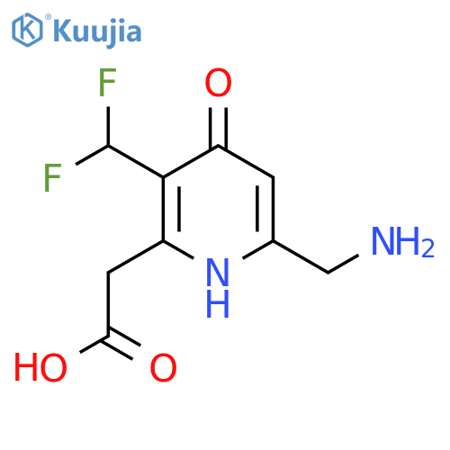 6-(Aminomethyl)-3-(difluoromethyl)-4-hydroxypyridine-2-acetic acid structure
