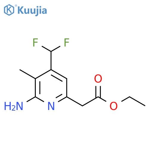 Ethyl 2-amino-4-(difluoromethyl)-3-methylpyridine-6-acetate structure