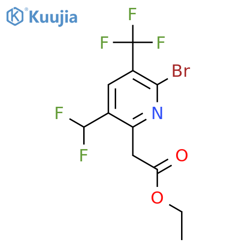 Ethyl 2-bromo-5-(difluoromethyl)-3-(trifluoromethyl)pyridine-6-acetate structure