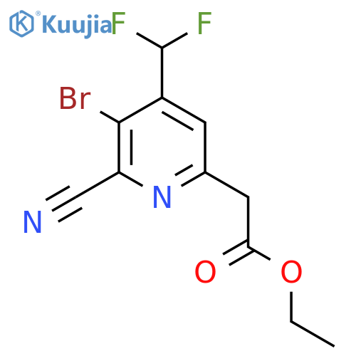 Ethyl 3-bromo-2-cyano-4-(difluoromethyl)pyridine-6-acetate structure