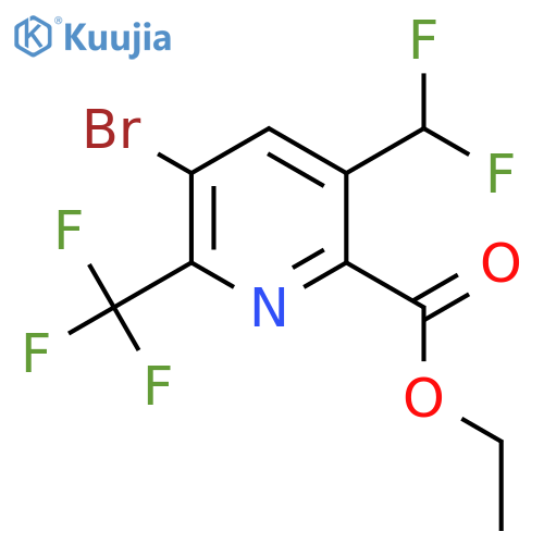 Ethyl 3-bromo-5-(difluoromethyl)-2-(trifluoromethyl)pyridine-6-carboxylate structure