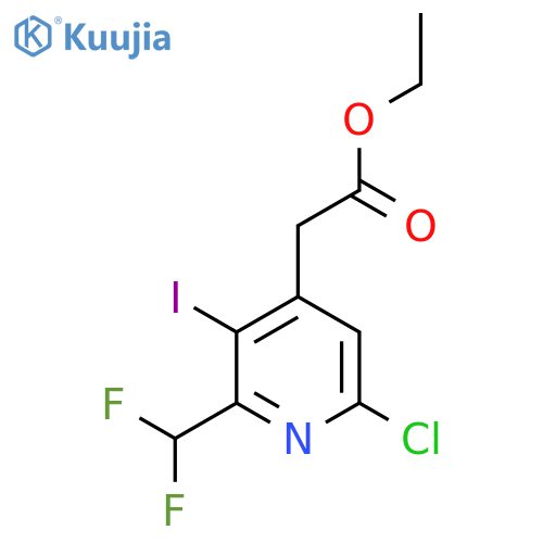 Ethyl 6-chloro-2-(difluoromethyl)-3-iodopyridine-4-acetate structure
