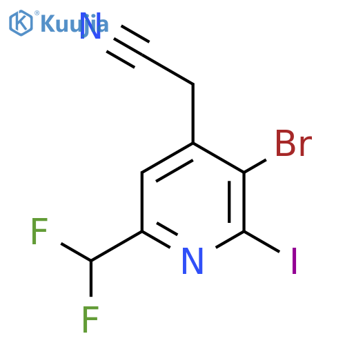 3-Bromo-6-(difluoromethyl)-2-iodopyridine-4-acetonitrile structure