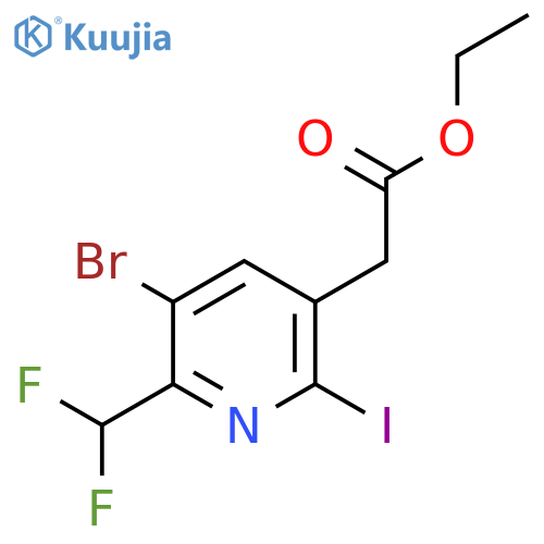 Ethyl 3-bromo-2-(difluoromethyl)-6-iodopyridine-5-acetate structure
