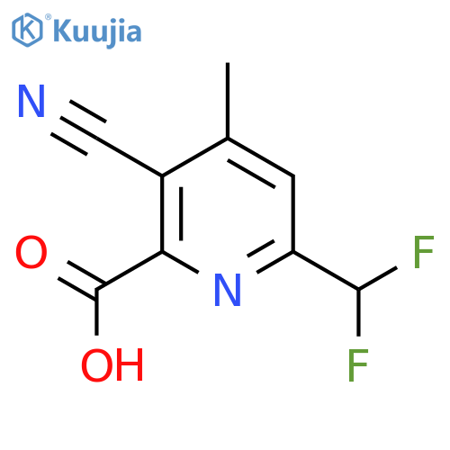 3-Cyano-6-(difluoromethyl)-4-methylpyridine-2-carboxylic acid structure