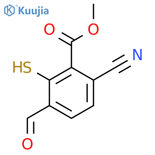 Methyl 6-cyano-3-formyl-2-mercaptobenzoate structure