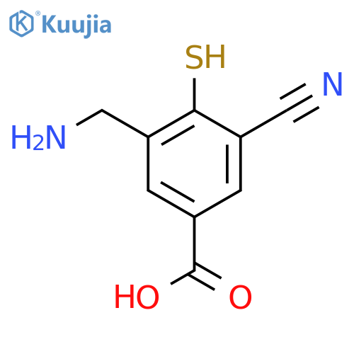 3-Aminomethyl-5-cyano-4-mercaptobenzoic acid structure
