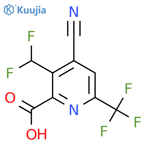 4-Cyano-3-(difluoromethyl)-6-(trifluoromethyl)pyridine-2-carboxylic acid structure