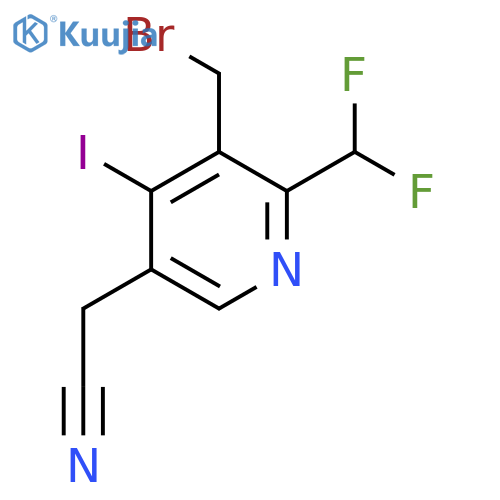 3-(Bromomethyl)-2-(difluoromethyl)-4-iodopyridine-5-acetonitrile structure