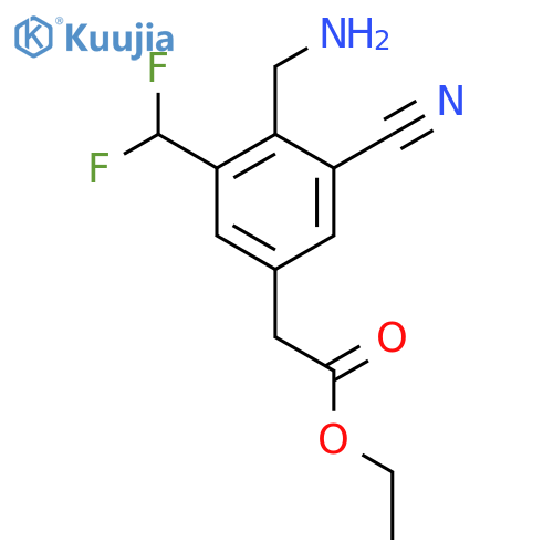 Ethyl 4-aminomethyl-3-cyano-5-(difluoromethyl)phenylacetate structure