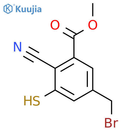 Methyl 5-bromomethyl-2-cyano-3-mercaptobenzoate structure