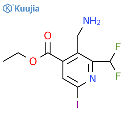 Ethyl 3-(aminomethyl)-2-(difluoromethyl)-6-iodopyridine-4-carboxylate structure
