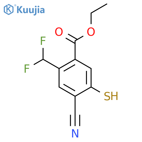 Ethyl 4-cyano-2-difluoromethyl-5-mercaptobenzoate structure