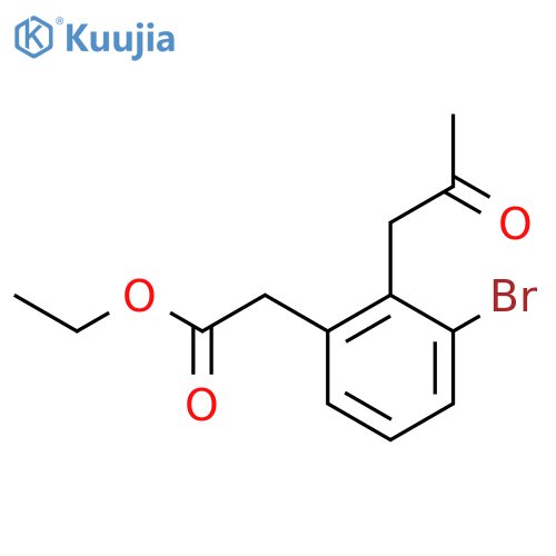 Ethyl 3-bromo-2-(2-oxopropyl)phenylacetate structure