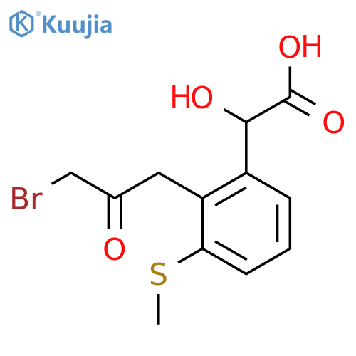 2-(3-Bromo-2-oxopropyl)-3-(methylthio)mandelic acid structure