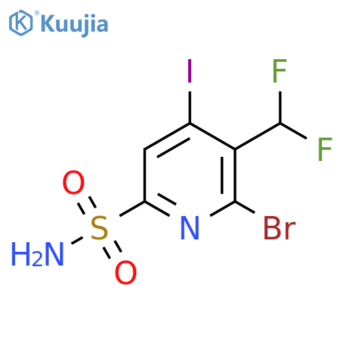 2-Bromo-3-(difluoromethyl)-4-iodopyridine-6-sulfonamide structure