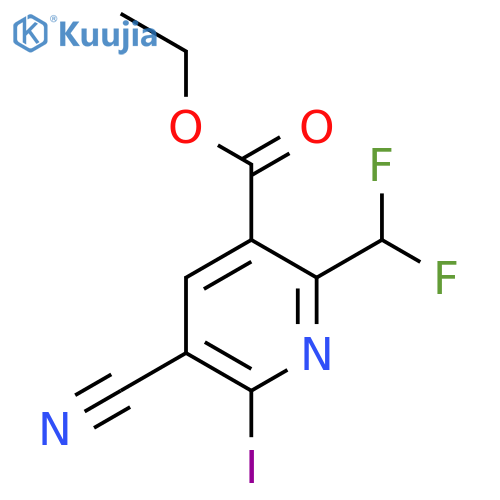 Ethyl 3-cyano-6-(difluoromethyl)-2-iodopyridine-5-carboxylate structure