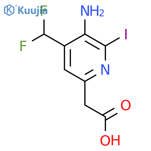 3-Amino-4-(difluoromethyl)-2-iodopyridine-6-acetic acid structure