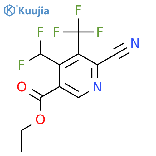 Ethyl 2-cyano-4-(difluoromethyl)-3-(trifluoromethyl)pyridine-5-carboxylate structure