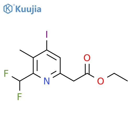 Ethyl 2-(difluoromethyl)-4-iodo-3-methylpyridine-6-acetate structure