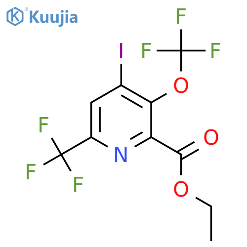 Ethyl 4-iodo-3-(trifluoromethoxy)-6-(trifluoromethyl)pyridine-2-carboxylate structure