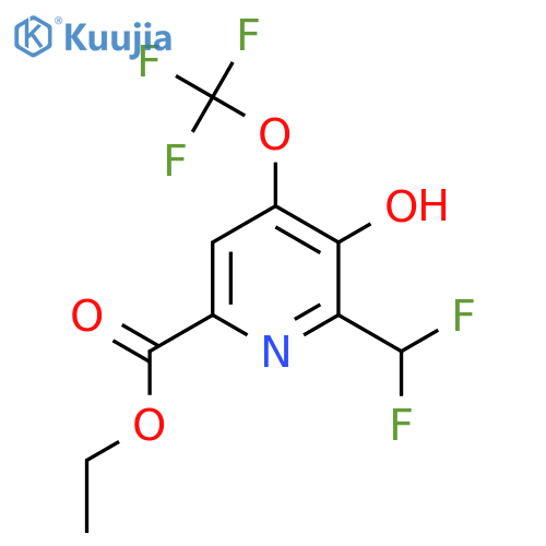 Ethyl 2-(difluoromethyl)-3-hydroxy-4-(trifluoromethoxy)pyridine-6-carboxylate structure