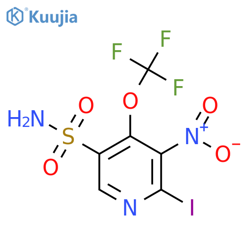 2-Iodo-3-nitro-4-(trifluoromethoxy)pyridine-5-sulfonamide structure