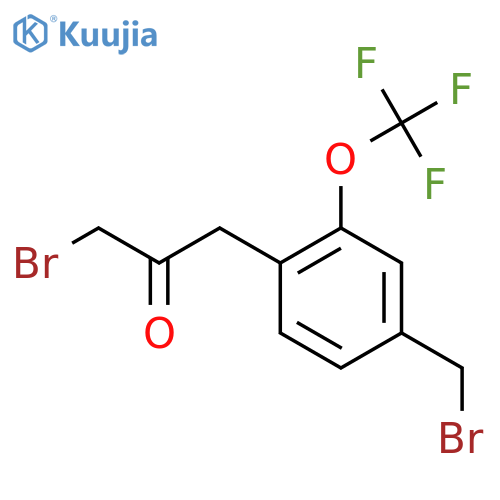 1-Bromo-3-(4-(bromomethyl)-2-(trifluoromethoxy)phenyl)propan-2-one structure