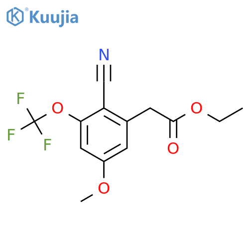 Ethyl 2-cyano-5-methoxy-3-(trifluoromethoxy)phenylacetate structure