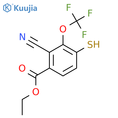 Ethyl 2-cyano-4-mercapto-3-(trifluoromethoxy)benzoate structure