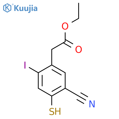 Ethyl 5-cyano-2-iodo-4-mercaptophenylacetate structure