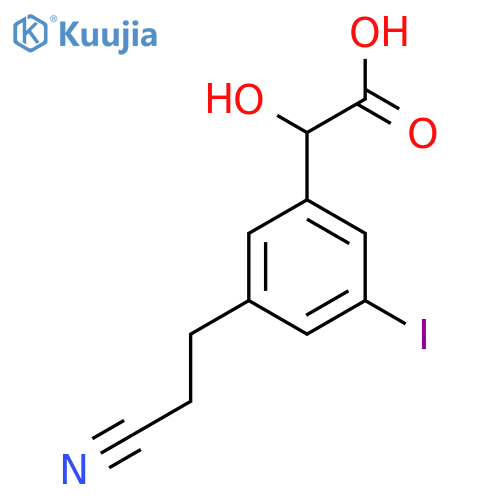 3-(2-Cyanoethyl)-5-iodomandelic acid structure